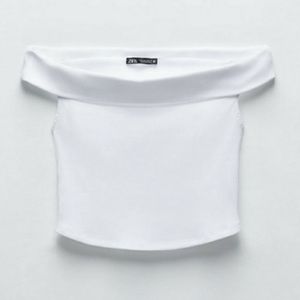 Zara Ribbed Cropped Off Shoulder Top